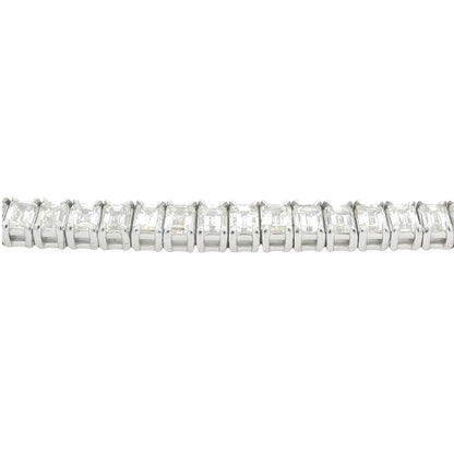 18K White Gold Natural Emerald Cut Diamond Prong- Set Tennis Bracelet