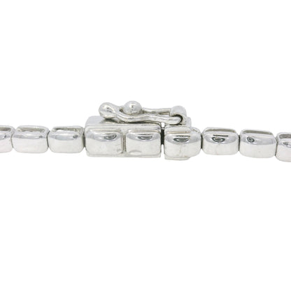 18K White Gold Natural Emerald Cut Diamond Half- Way Tennis Necklace