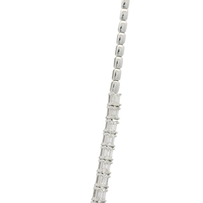 18K White Gold Natural Emerald Cut Diamond Half- Way Tennis Necklace