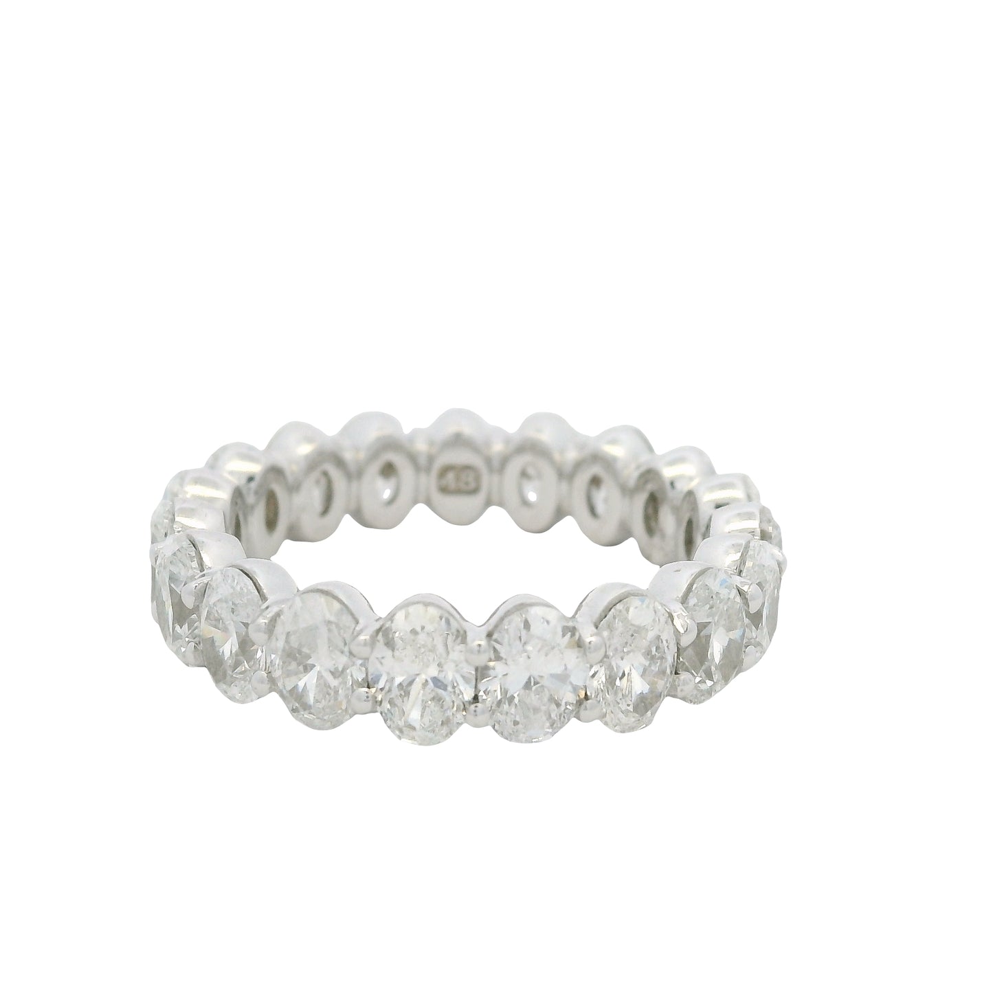 18K White Gold Natural Oval Cut Diamond Eternity Band