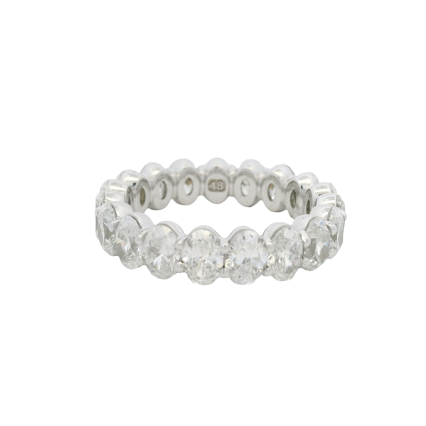 18K White Gold Natural Oval Cut Diamond Eternity Band
