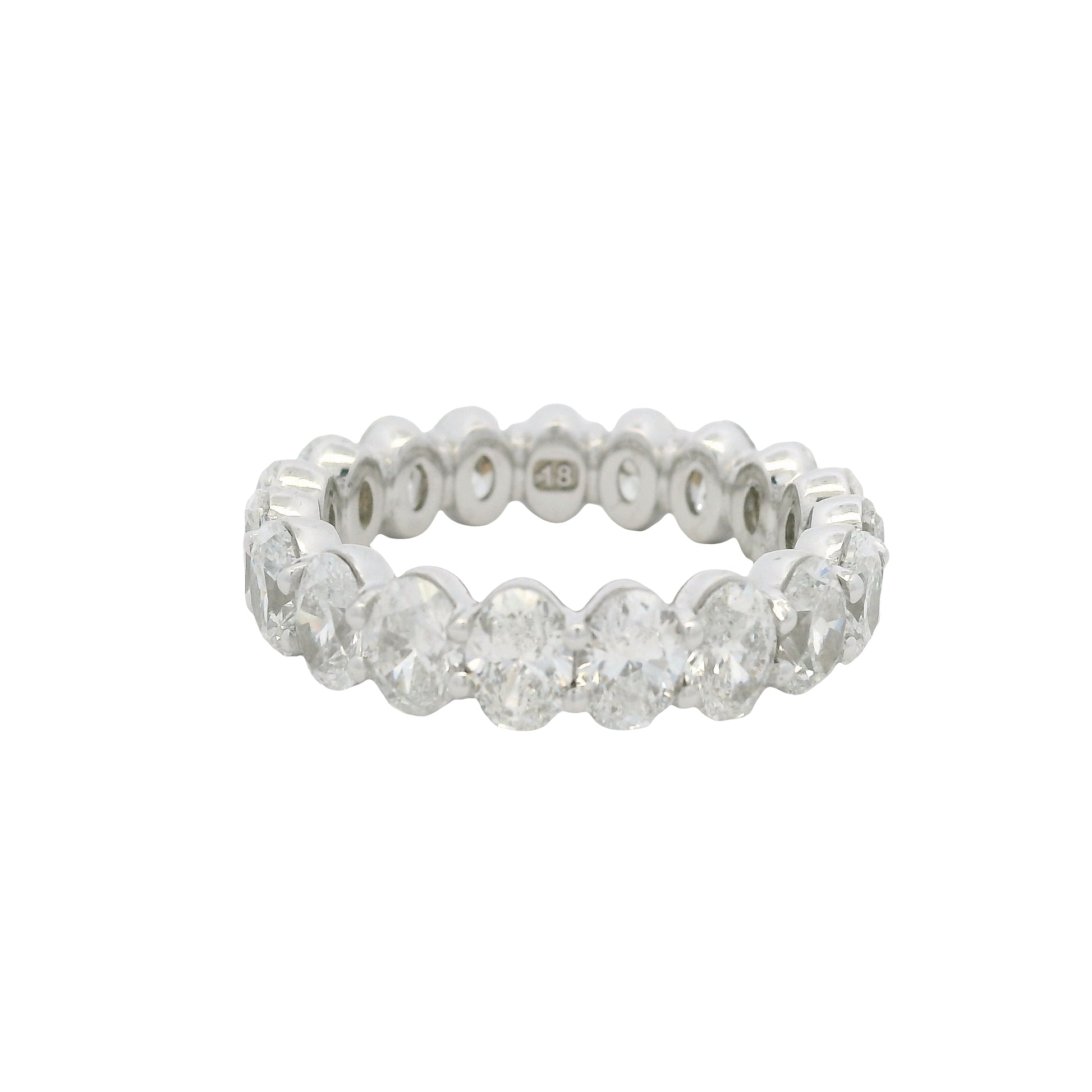 18K White Gold Natural Oval Cut Diamond Eternity Band
