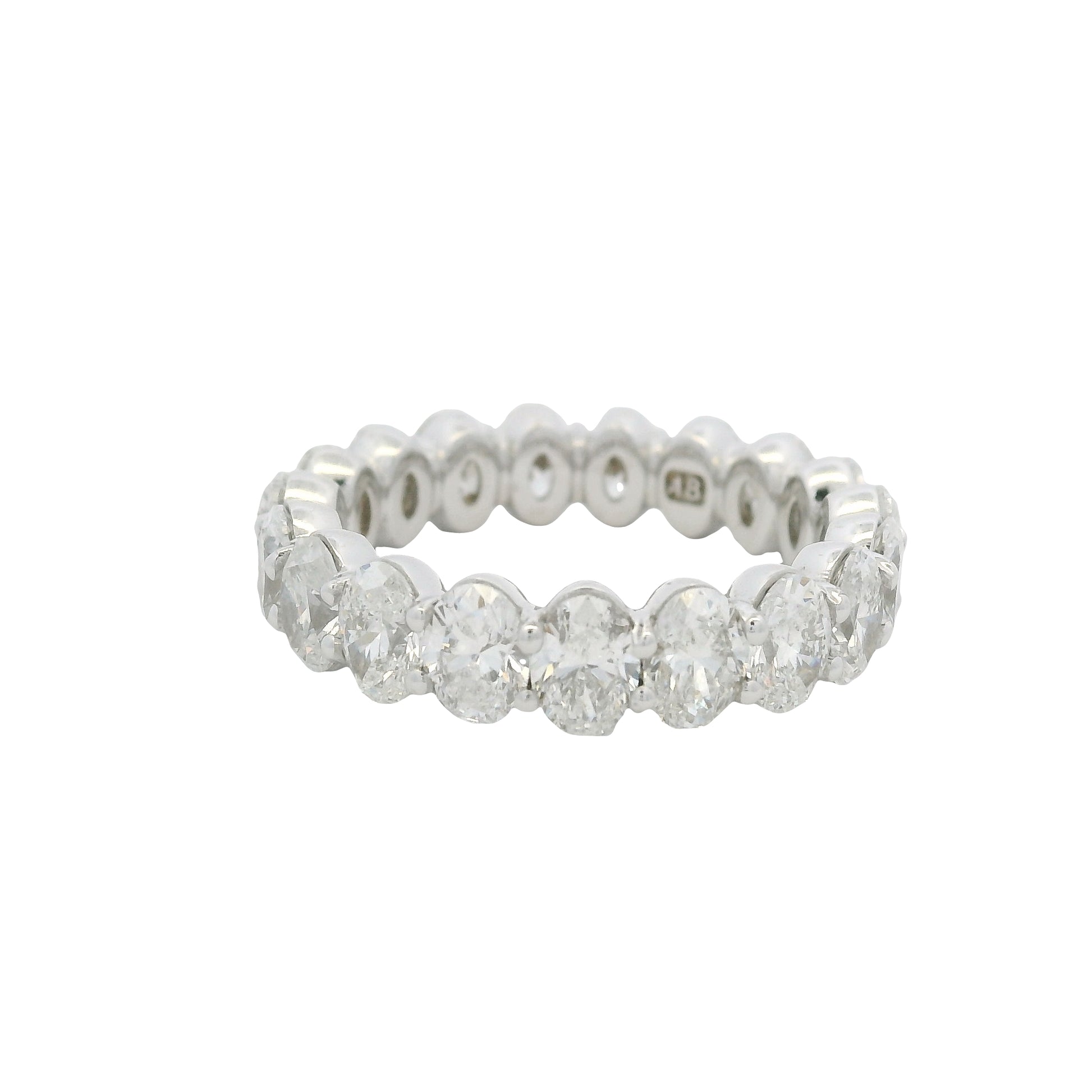 18K White Gold Natural Oval Cut Diamond Eternity Band
