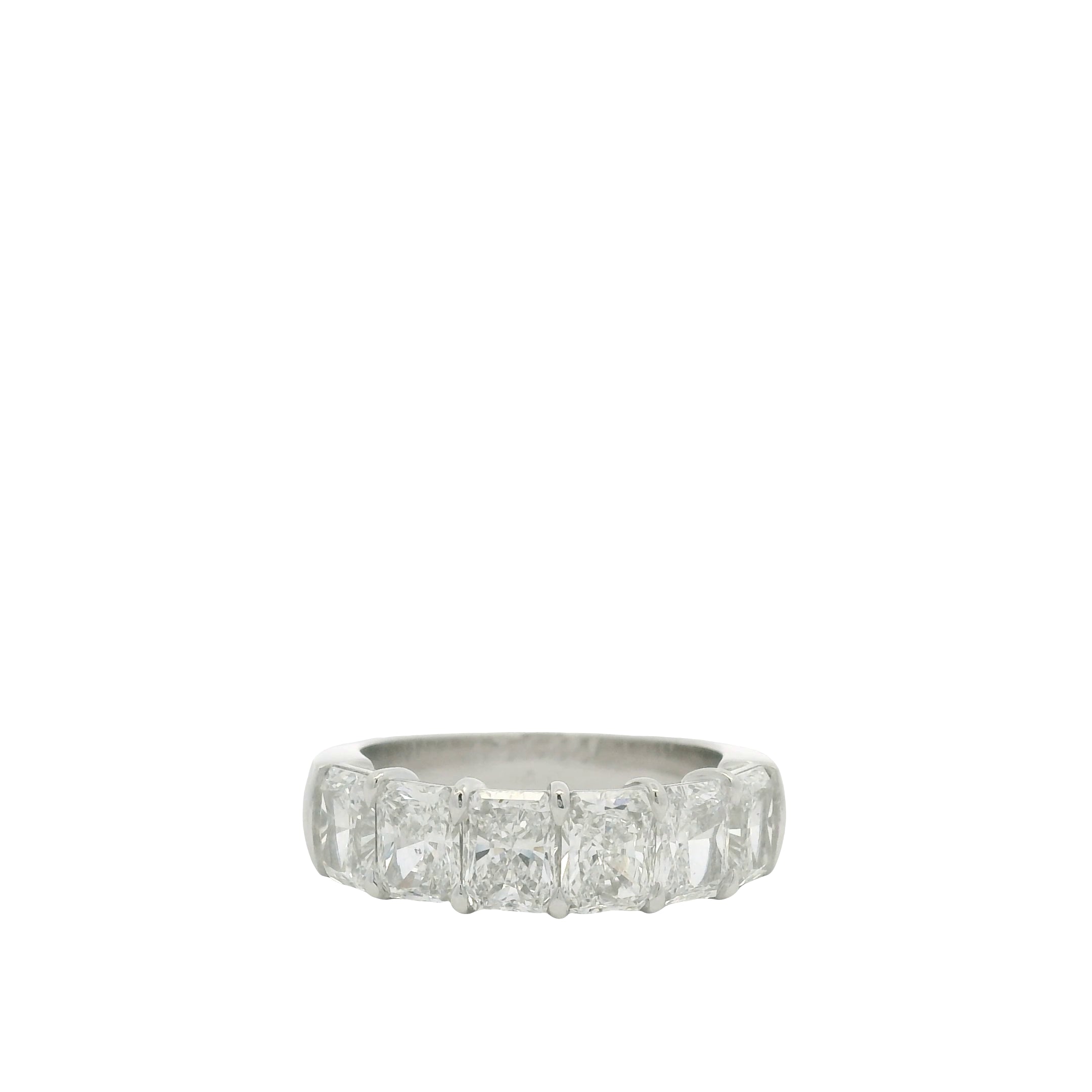 Platinum Natural Radiant Cut Diamond 6 Stone Half- Way Ring