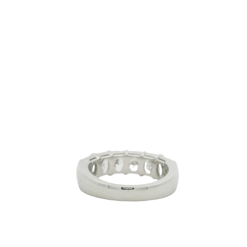 Platinum Natural Radiant Cut Diamond 6 Stone Half- Way Ring