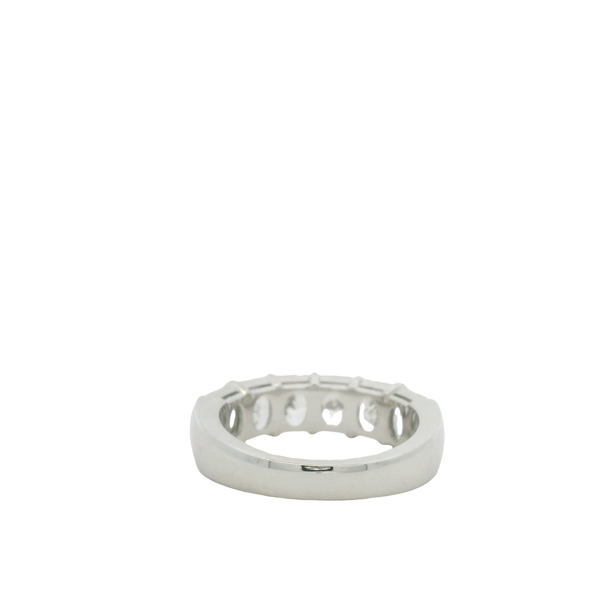 Platinum Natural Radiant Cut Diamond 6 Stone Half- Way Ring
