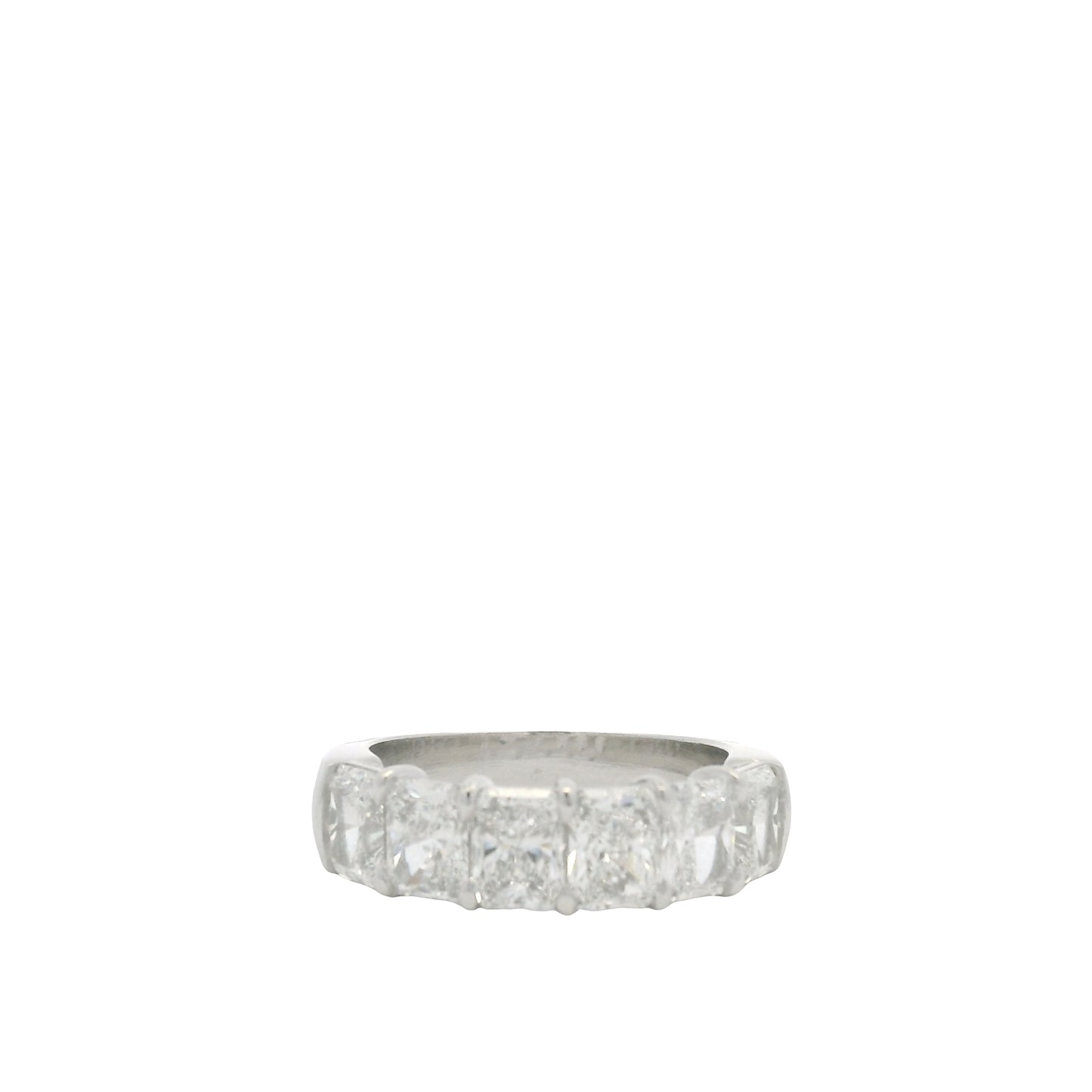 Platinum Natural Radiant Cut Diamond 6 Stone Half- Way Ring