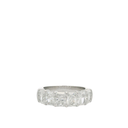 Platinum Natural Radiant Cut Diamond 6 Stone Half- Way Ring