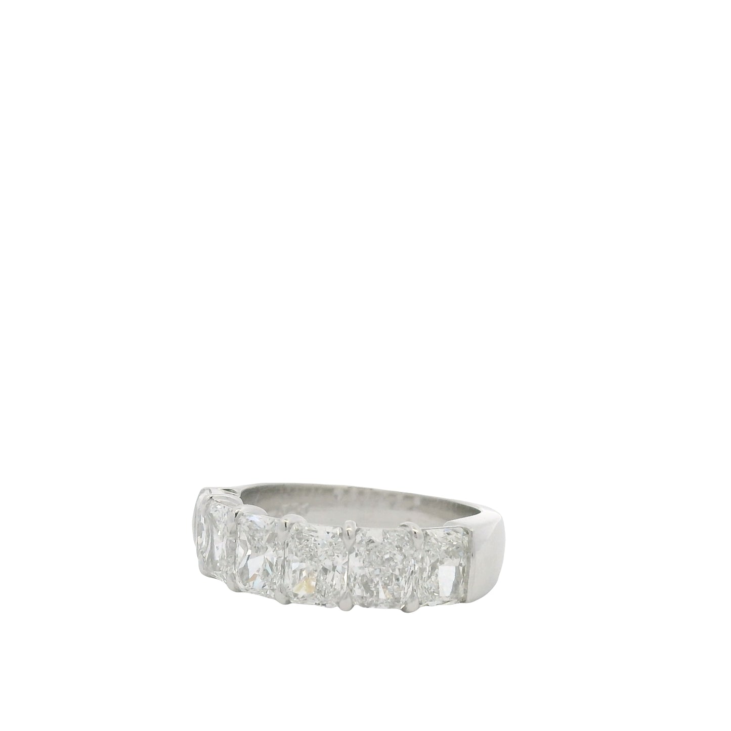 Platinum Natural Radiant Cut Diamond 6 Stone Half- Way Ring