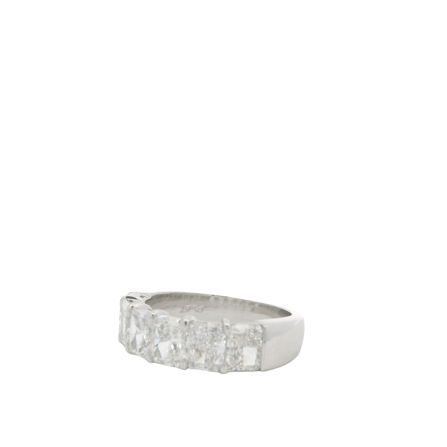 Platinum Natural Radiant Cut Diamond 6 Stone Half- Way Ring