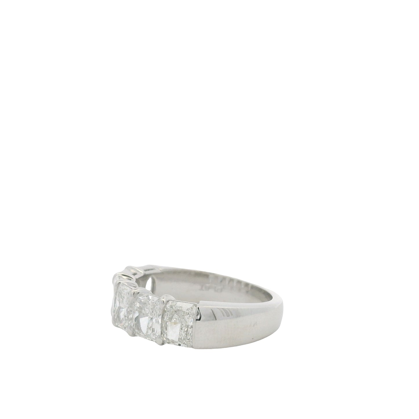 Platinum Natural Radiant Cut Diamond 6 Stone Half- Way Ring