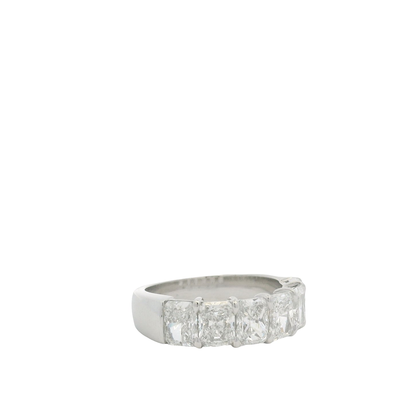 Platinum Natural Radiant Cut Diamond 6 Stone Half- Way Ring