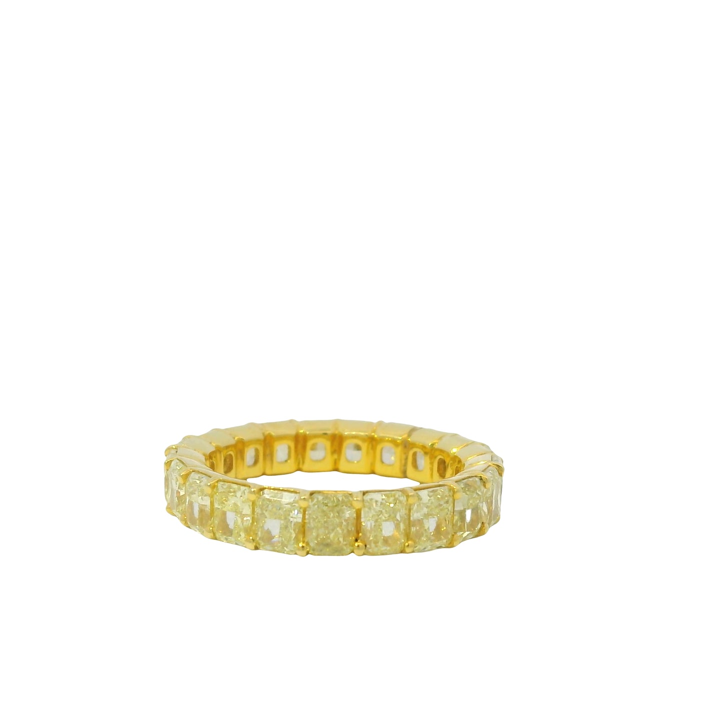 18K Yellow Gold Natural Fancy Yellow Radiant Cut Diamond Eternity Ring