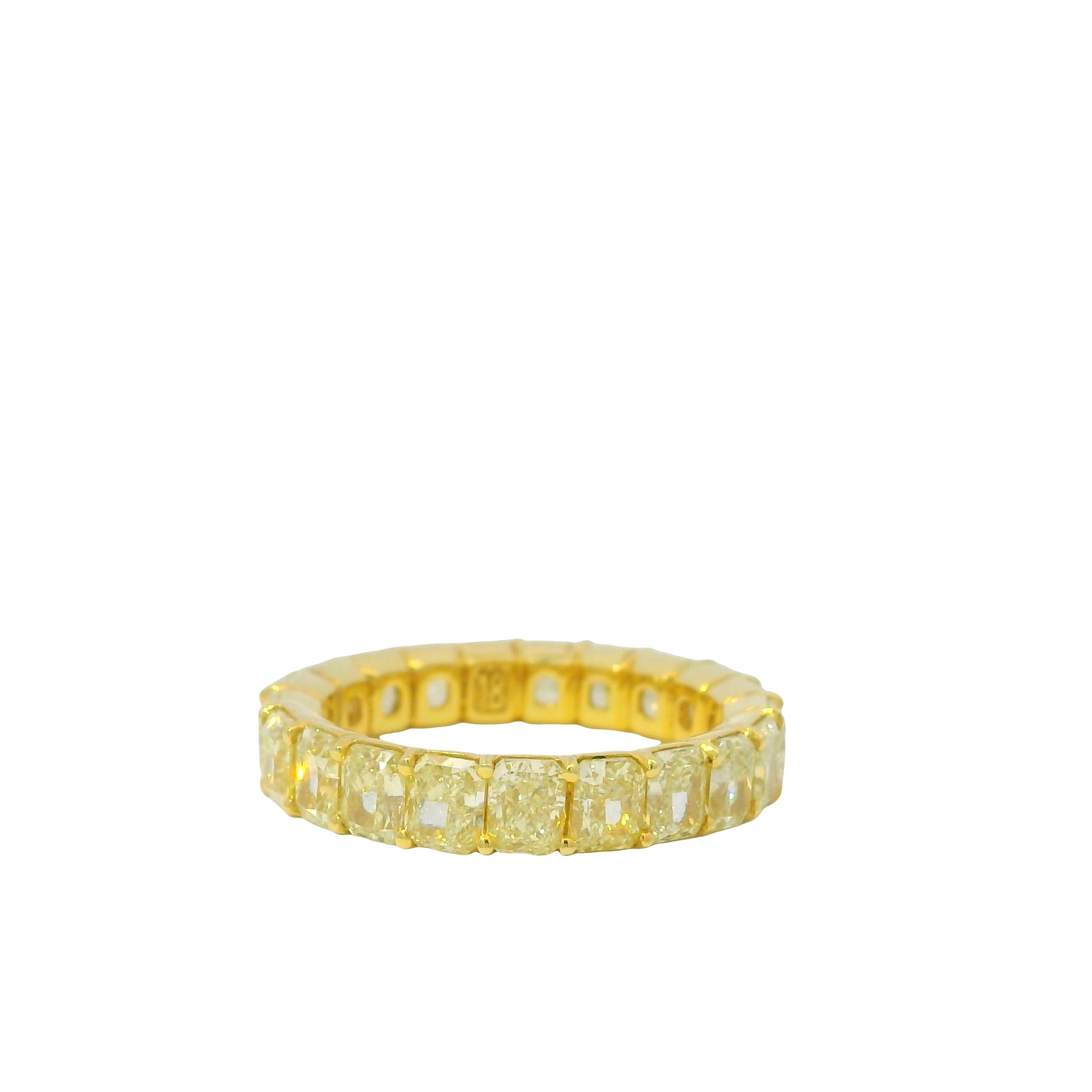 18K Yellow Gold Natural Fancy Yellow Radiant Cut Diamond Eternity Ring
