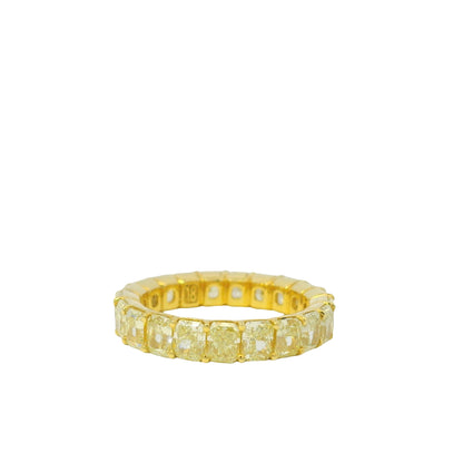 18K Yellow Gold Natural Fancy Yellow Radiant Cut Diamond Eternity Ring