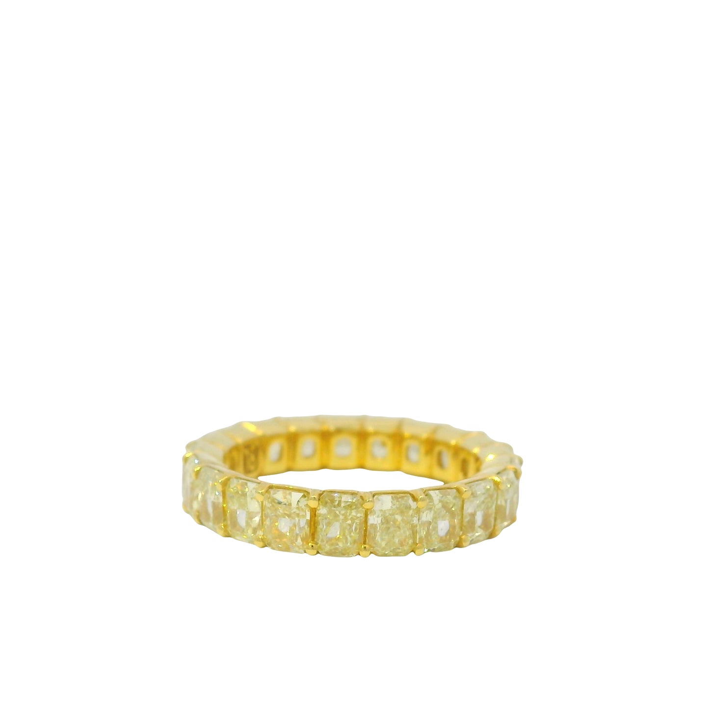18K Yellow Gold Natural Fancy Yellow Radiant Cut Diamond Eternity Ring