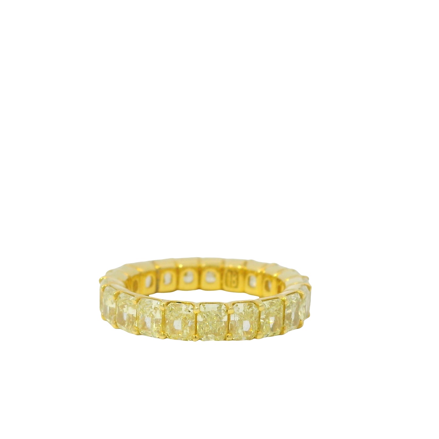 18K Yellow Gold Natural Fancy Yellow Radiant Cut Diamond Eternity Ring