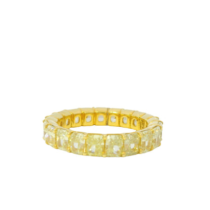 18K Yellow Gold Natural Fancy Yellow Radiant Cut Diamond Eternity Ring