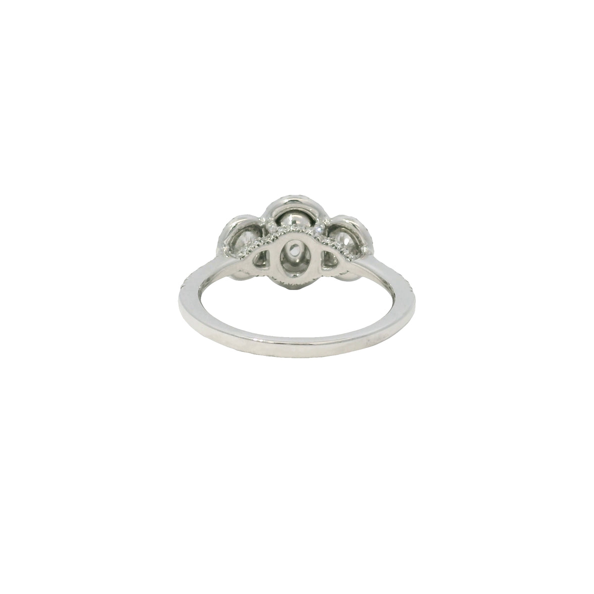 Platinum Natural 1.47 Carat oval cut diamond 3 Stone Halo Engagement Ring