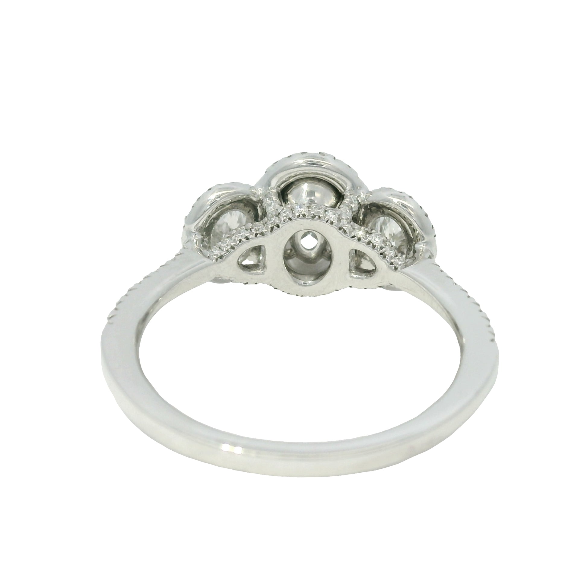 Platinum Natural 1.47 Carat oval cut diamond 3 Stone Halo Engagement Ring