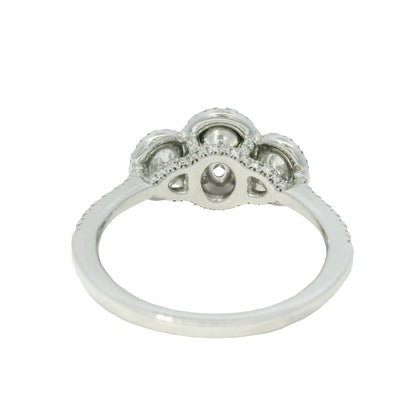 Platinum Natural 1.47 Carat oval cut diamond 3 Stone Halo Engagement Ring