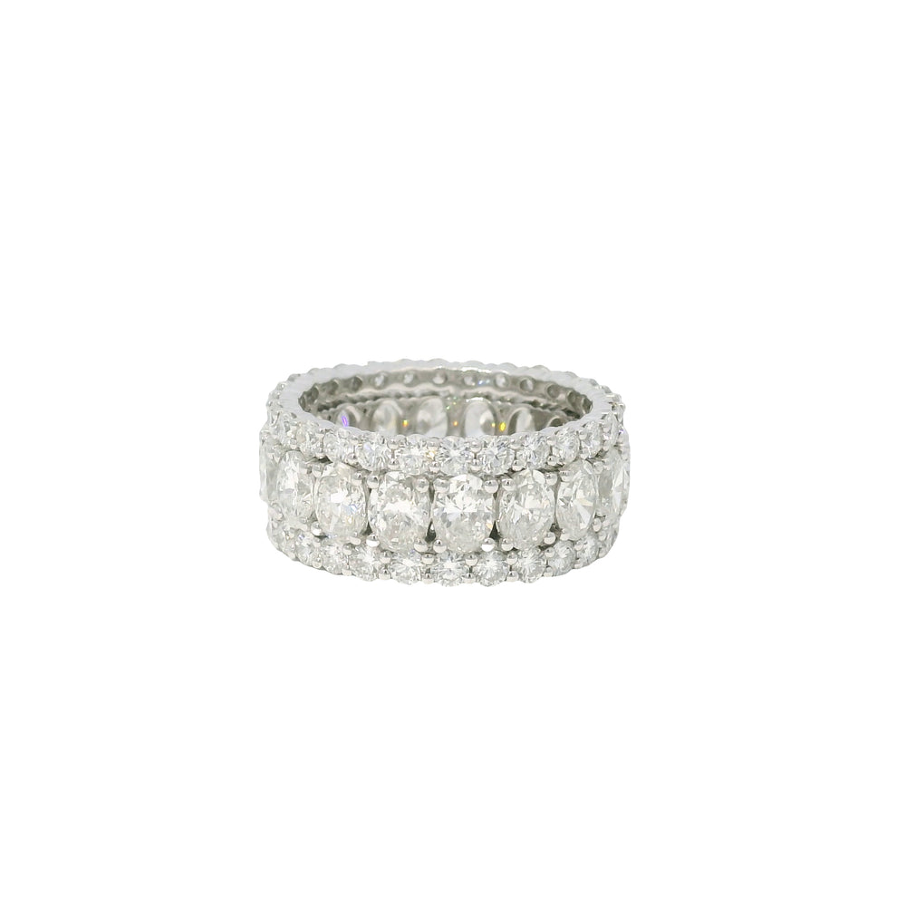 Platinum Wide 3 Row Set with Natural 6.86 Carat weight Oval/Round Diamond Band
