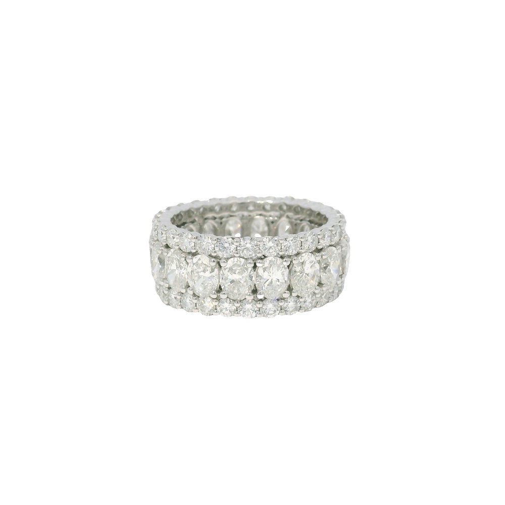 Platinum Wide 3 Row Set with Natural 6.86 Carat weight Oval/Round Diamond Band