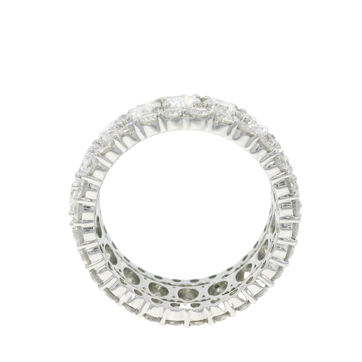 Platinum Wide 3 Row Set with Natural 6.86 Carat weight Oval/Round Diamond Band