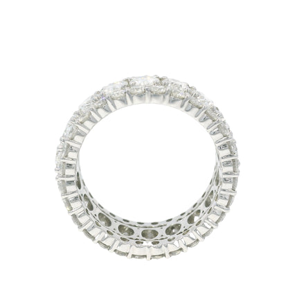 Platinum Wide 3 Row Set with Natural 6.86 Carat weight Oval/Round Diamond Band