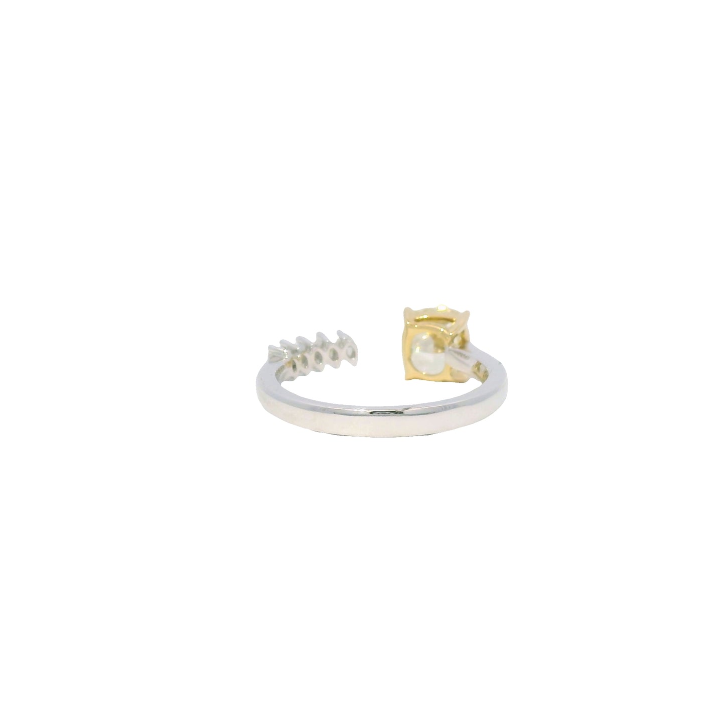 GIA Platinum& 18K Yellow Gold 1.51 Carat Cushion & Marqui 0.20 Carat Cut open Engagement Ring