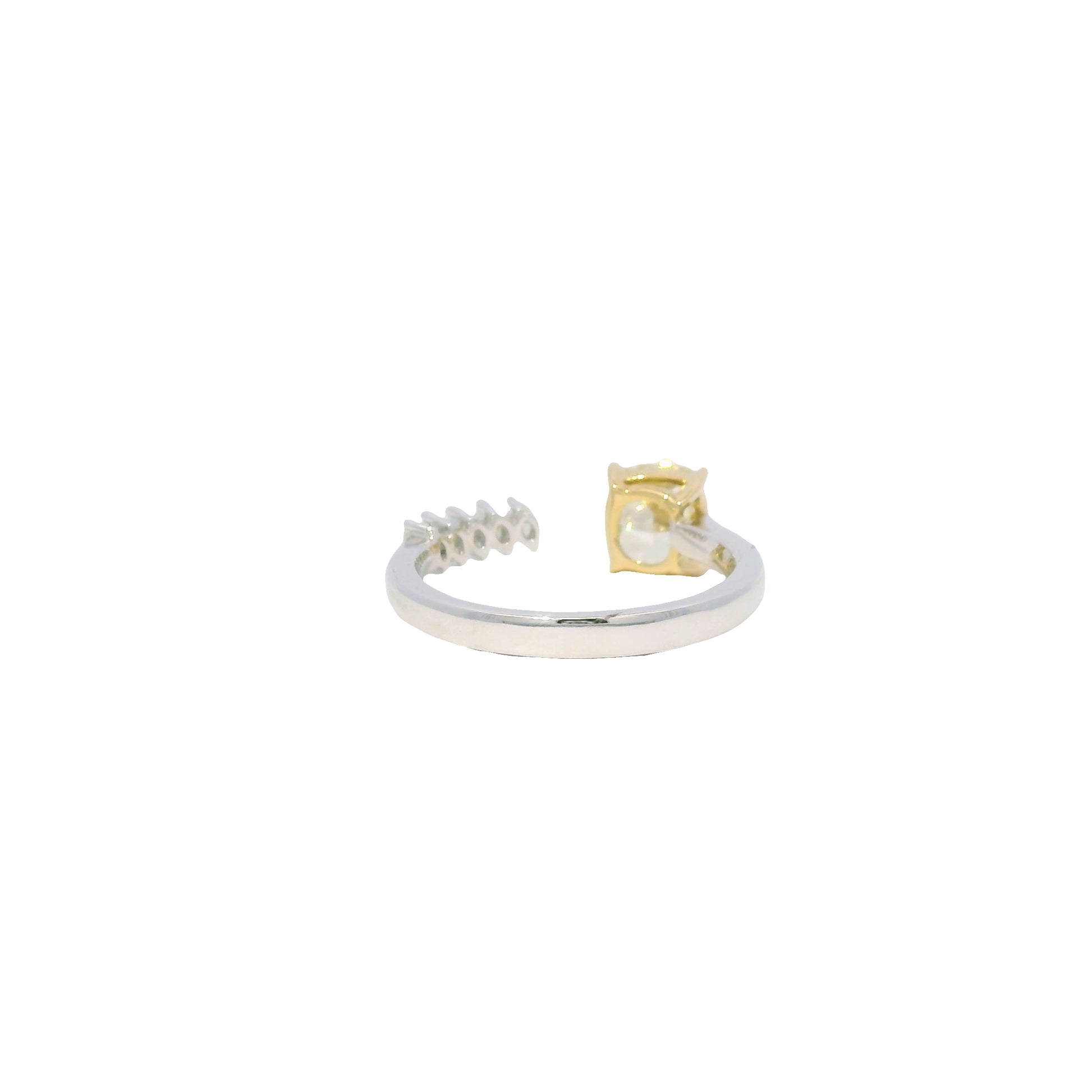 GIA Platinum& 18K Yellow Gold 1.51 Carat Cushion & Marqui 0.20 Carat Cut open Engagement Ring