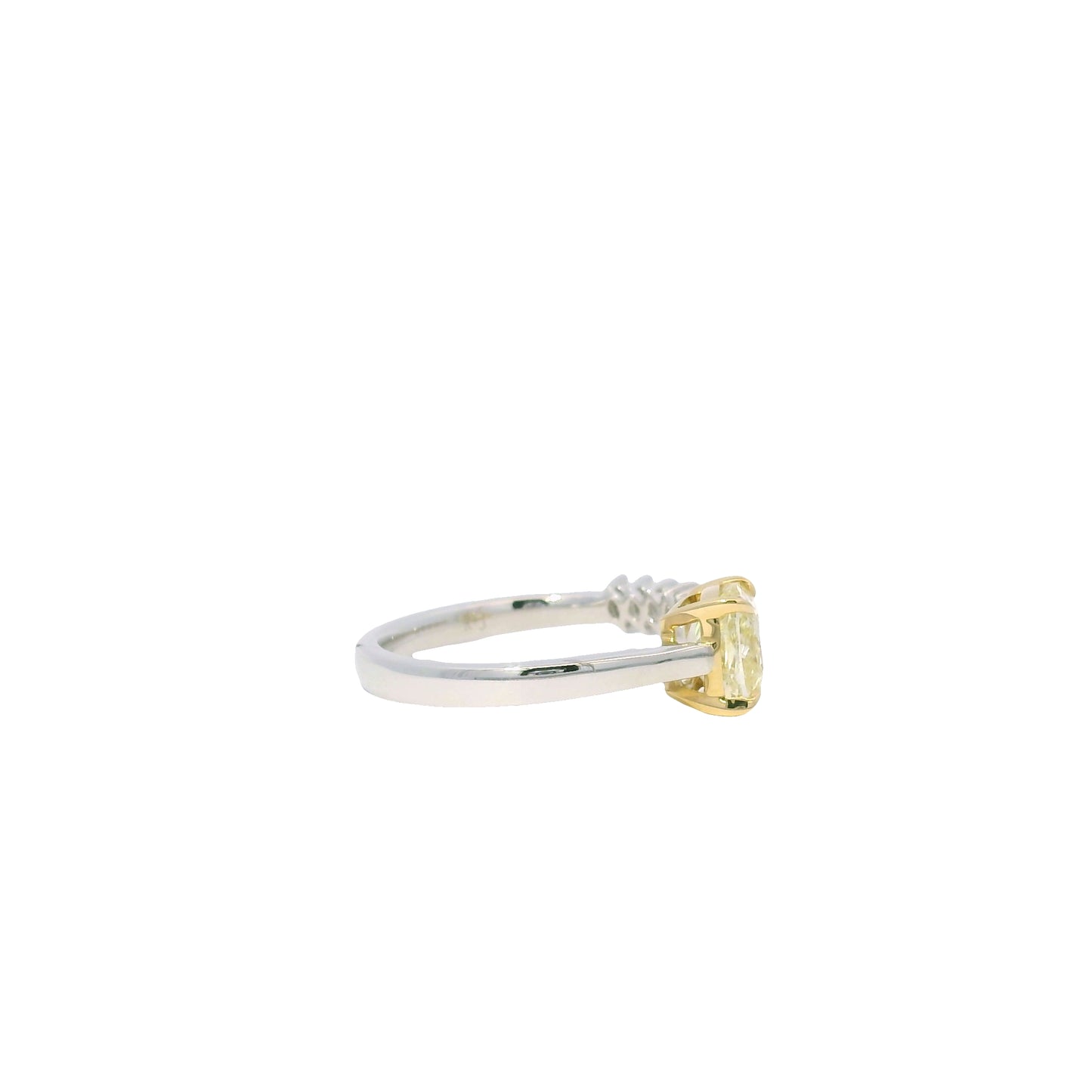 GIA Platinum& 18K Yellow Gold 1.51 Carat Cushion & Marqui 0.20 Carat Cut open Engagement Ring
