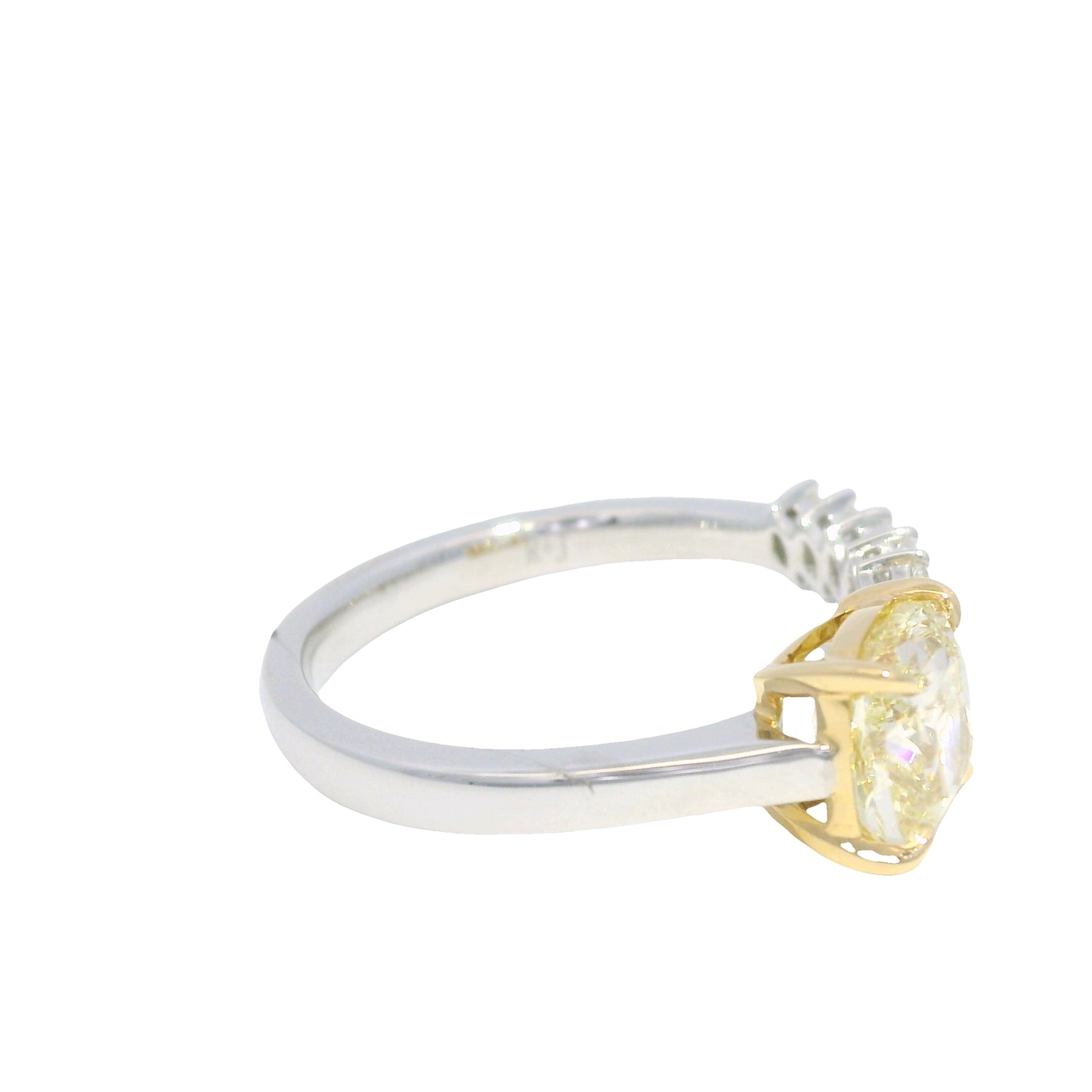 GIA Platinum& 18K Yellow Gold 1.51 Carat Cushion & Marqui 0.20 Carat Cut open Engagement Ring