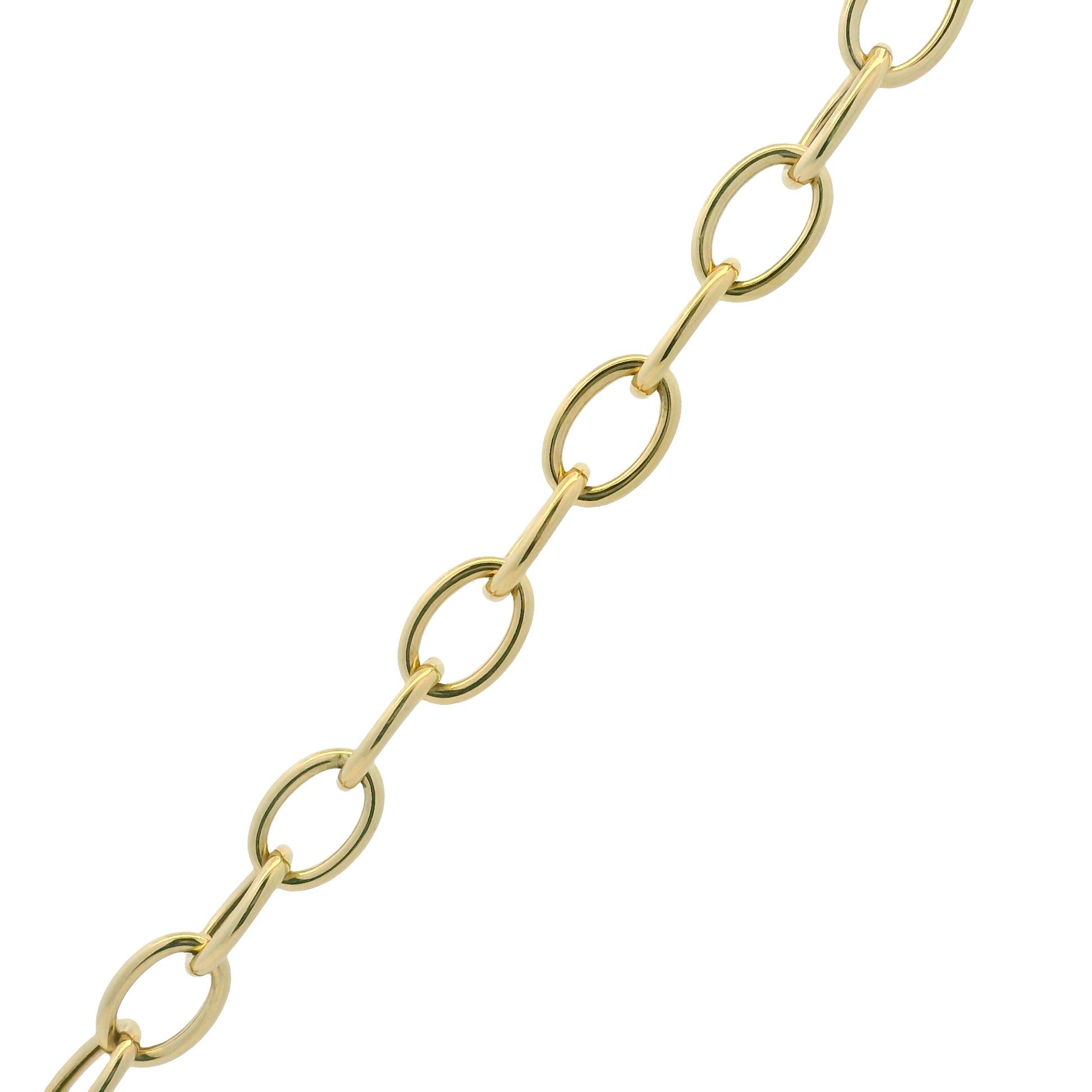 14K Yellow Gold Natural Round Brilliant Cut Diamond Circle Pendant Paperclip Necklace