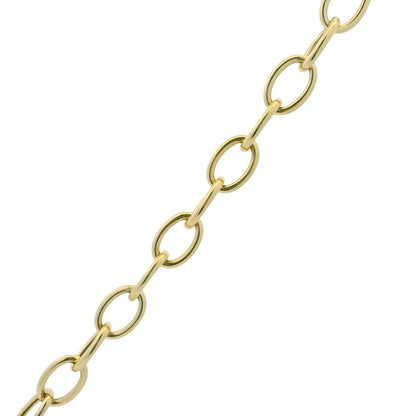 14K Yellow Gold Natural Round Brilliant Cut Diamond Circle Pendant Paperclip Necklace