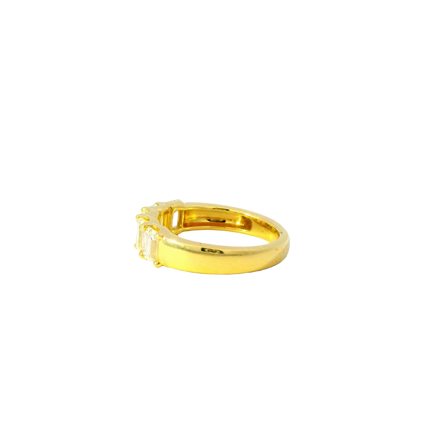 18K Yellow Gold Natural 2.00 Carat Emerald Cut Diamond 5 Stone Ring