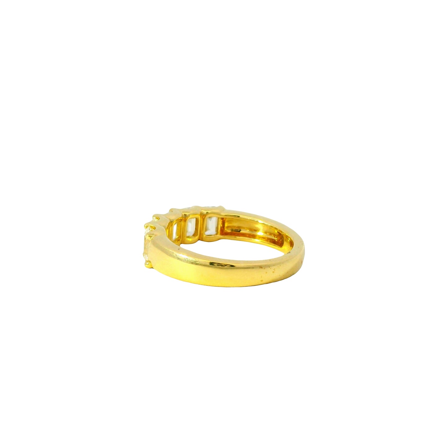 18K Yellow Gold Natural 2.00 Carat Emerald Cut Diamond 5 Stone Ring