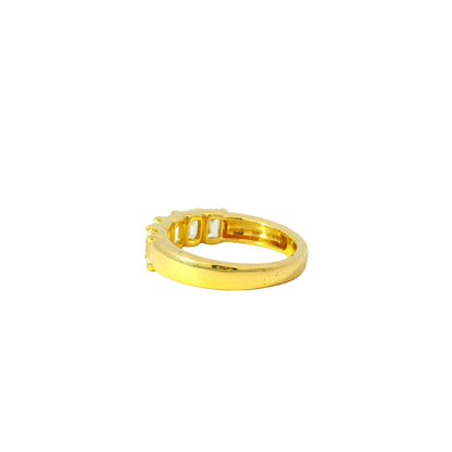 18K Yellow Gold Natural 2.00 Carat Emerald Cut Diamond 5 Stone Ring