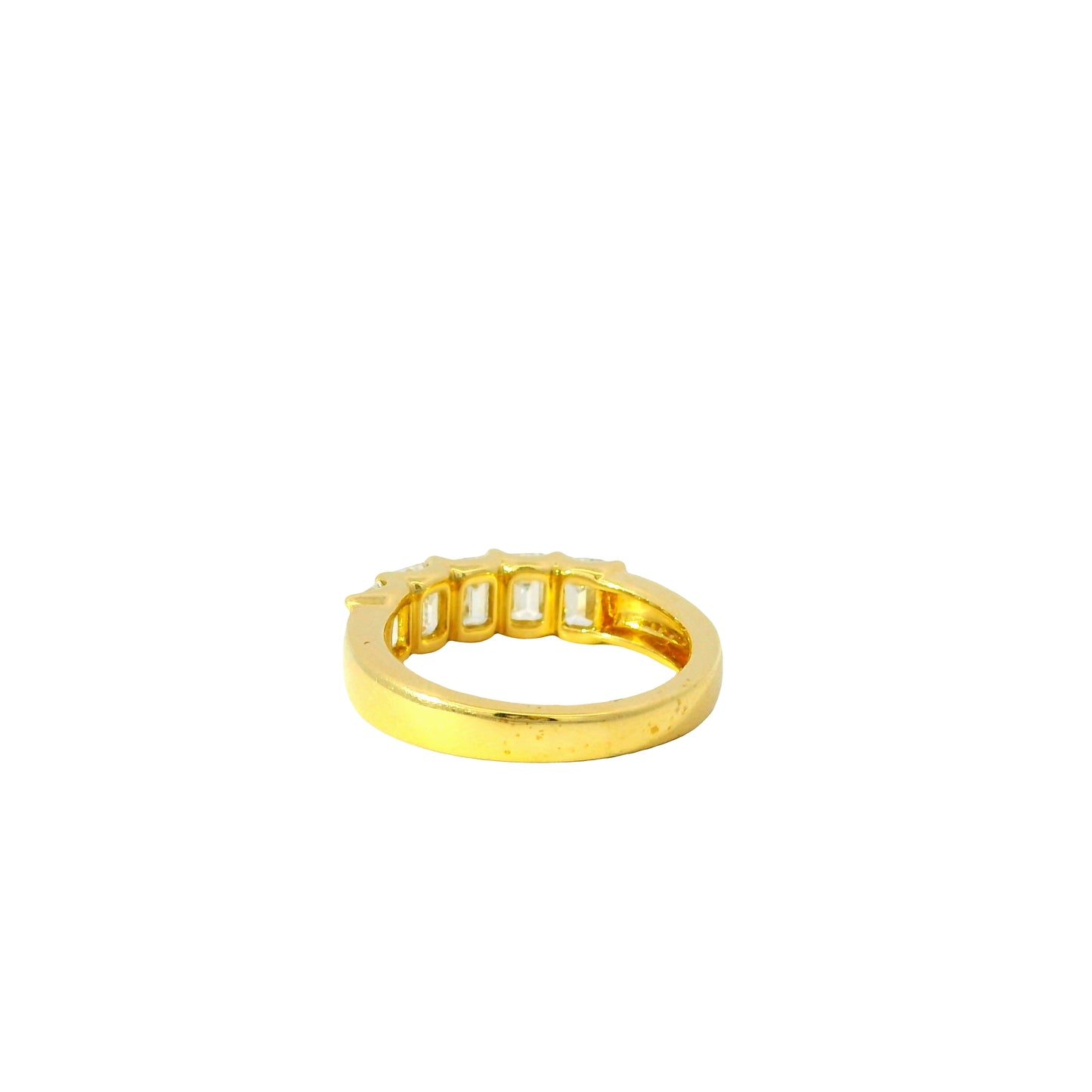 18K Yellow Gold Natural 2.00 Carat Emerald Cut Diamond 5 Stone Ring