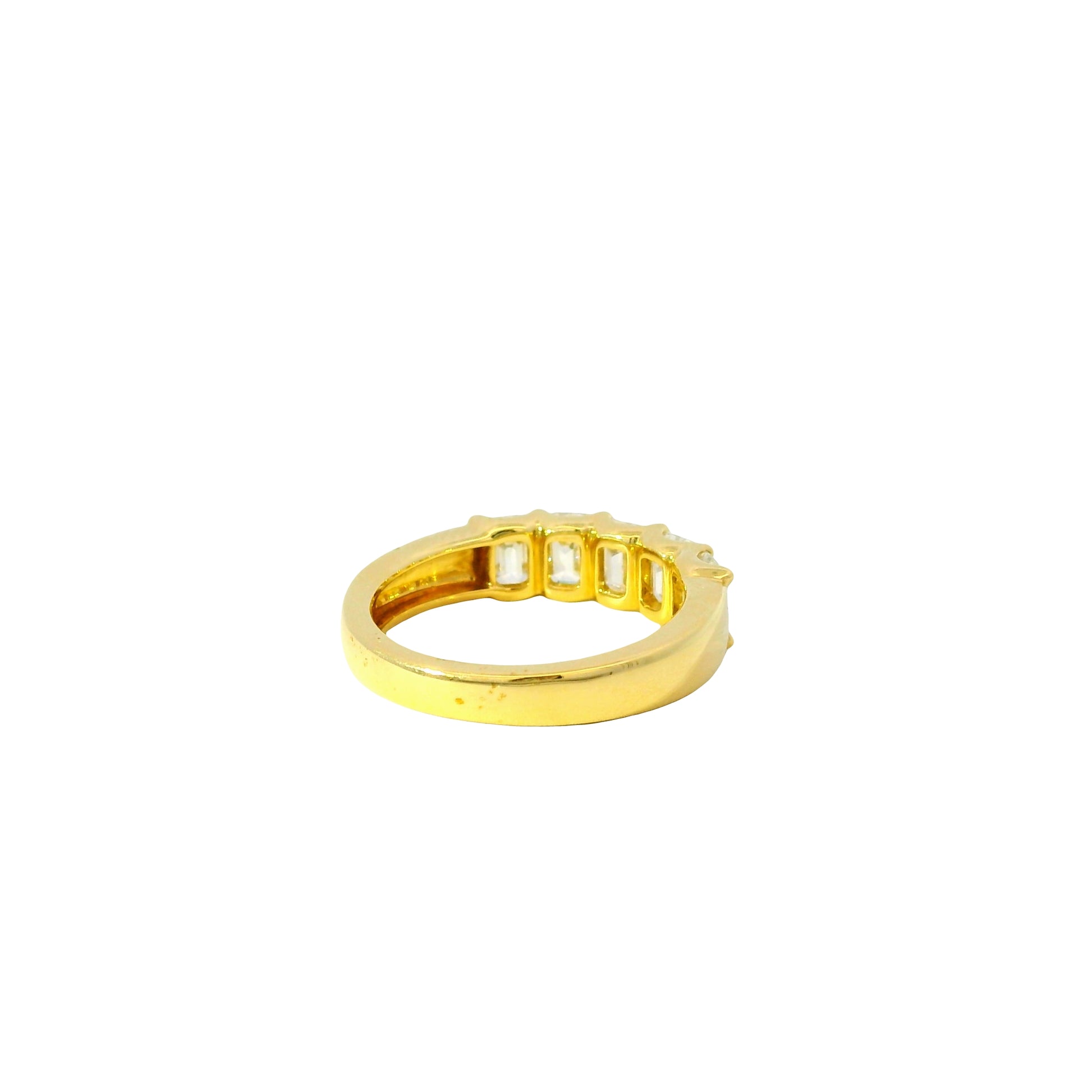 18K Yellow Gold Natural 2.00 Carat Emerald Cut Diamond 5 Stone Ring
