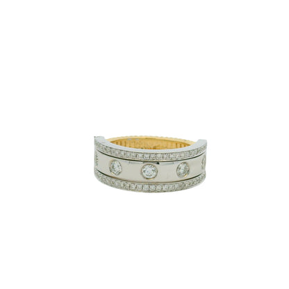 18K Two-Tone Natural Round Brilliant Cut Diamond Burnished Ring