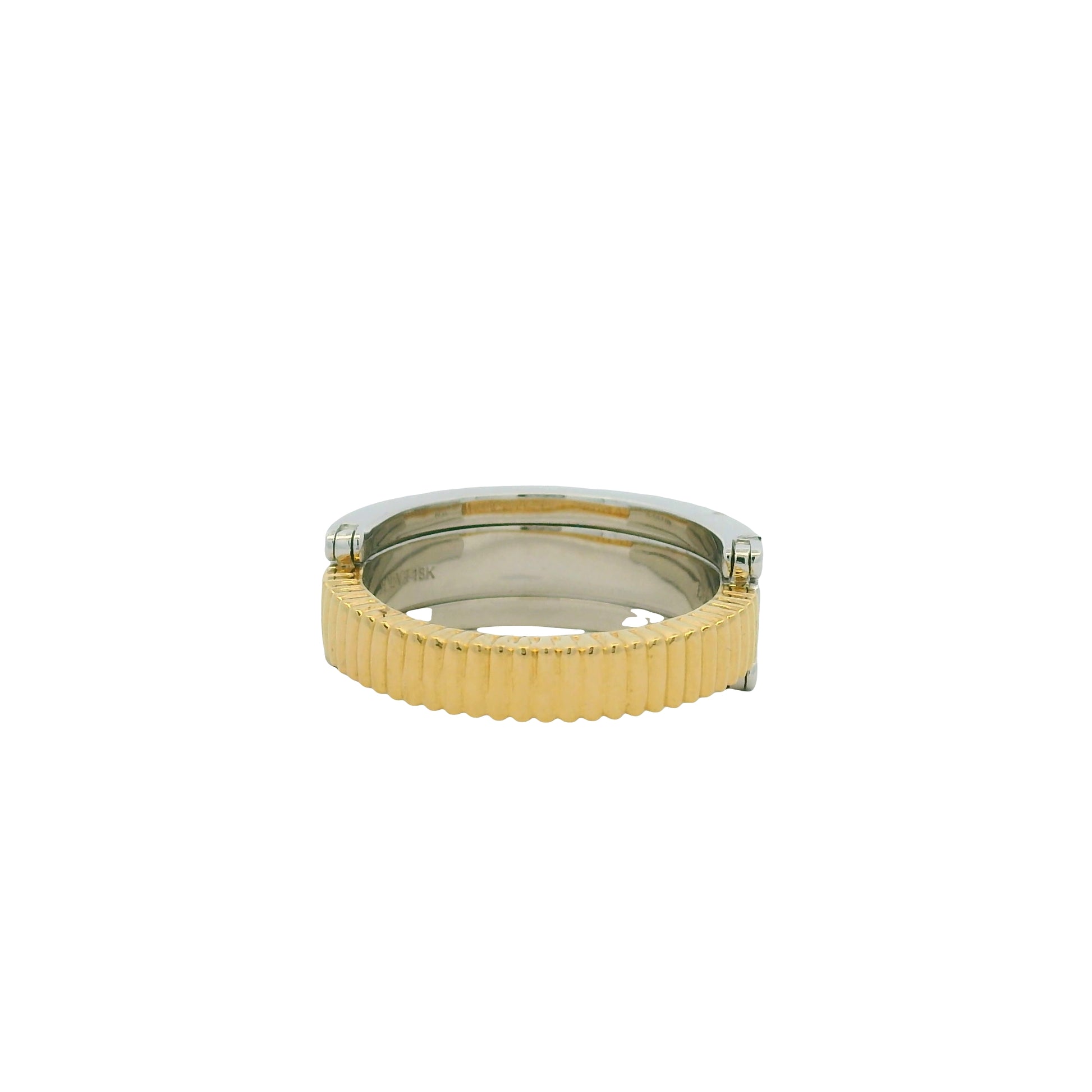 18K Two-Tone Natural Round Brilliant Cut Diamond Burnished Ring