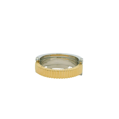 18K Two-Tone Natural Round Brilliant Cut Diamond Burnished Ring