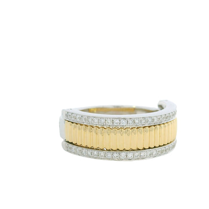 18K Two-Tone Natural Round Brilliant Cut Diamond Burnished Ring