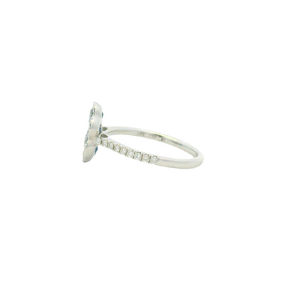 18K White Gold Natural Sapphires & Diamonds Cocktail Flower Ring