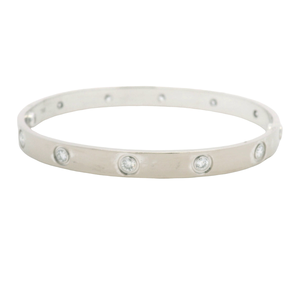 Cartier LOVE 18k White Gold Classic Model 10 Diamond Size 18 Bangle Bracelet — product photo 3
