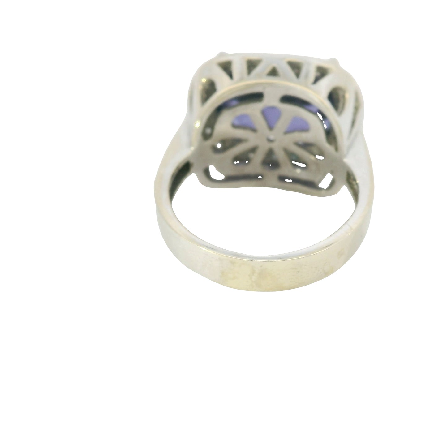 18K White Gold East/West Set Tanzanite & Diamond Halo Ring
