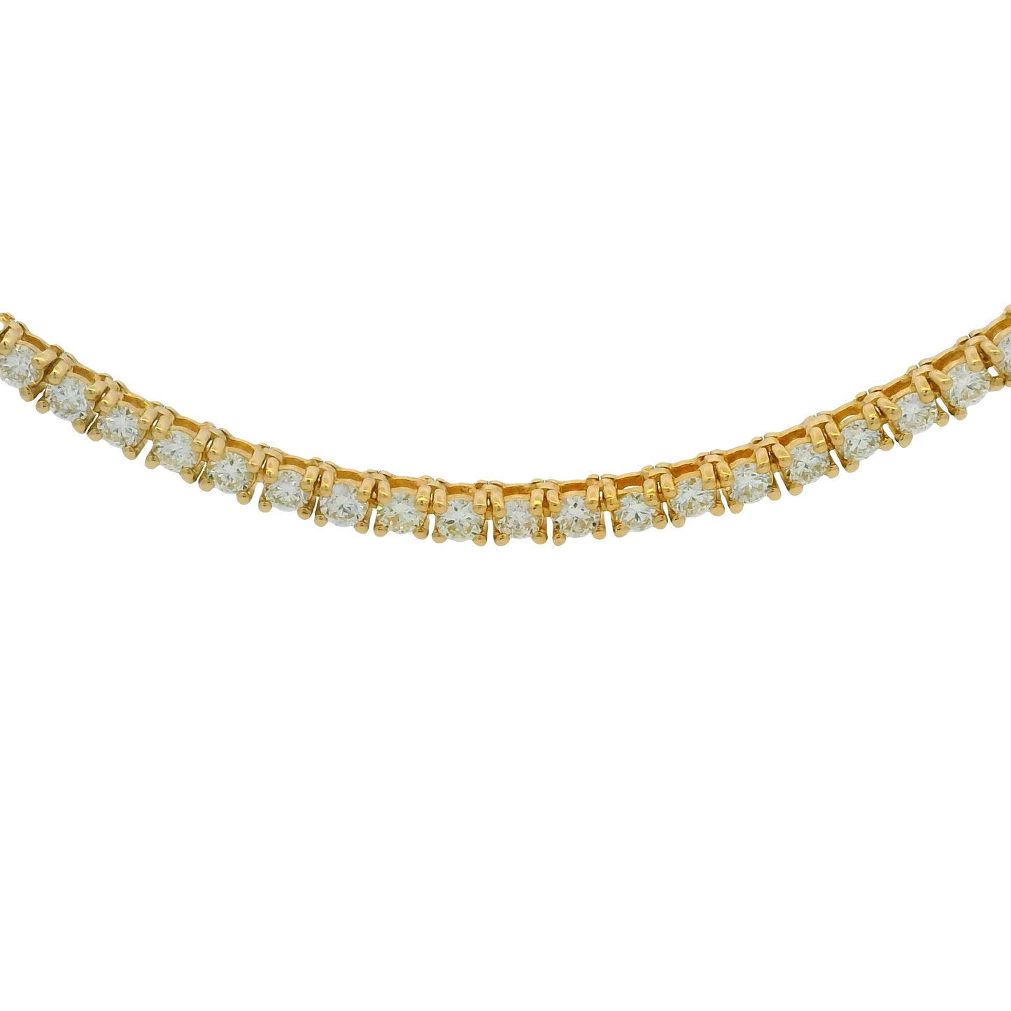 14k Yellow Gold Natural 6.30 Carat Round Brilliant Cut Diamond Tennis Necklace