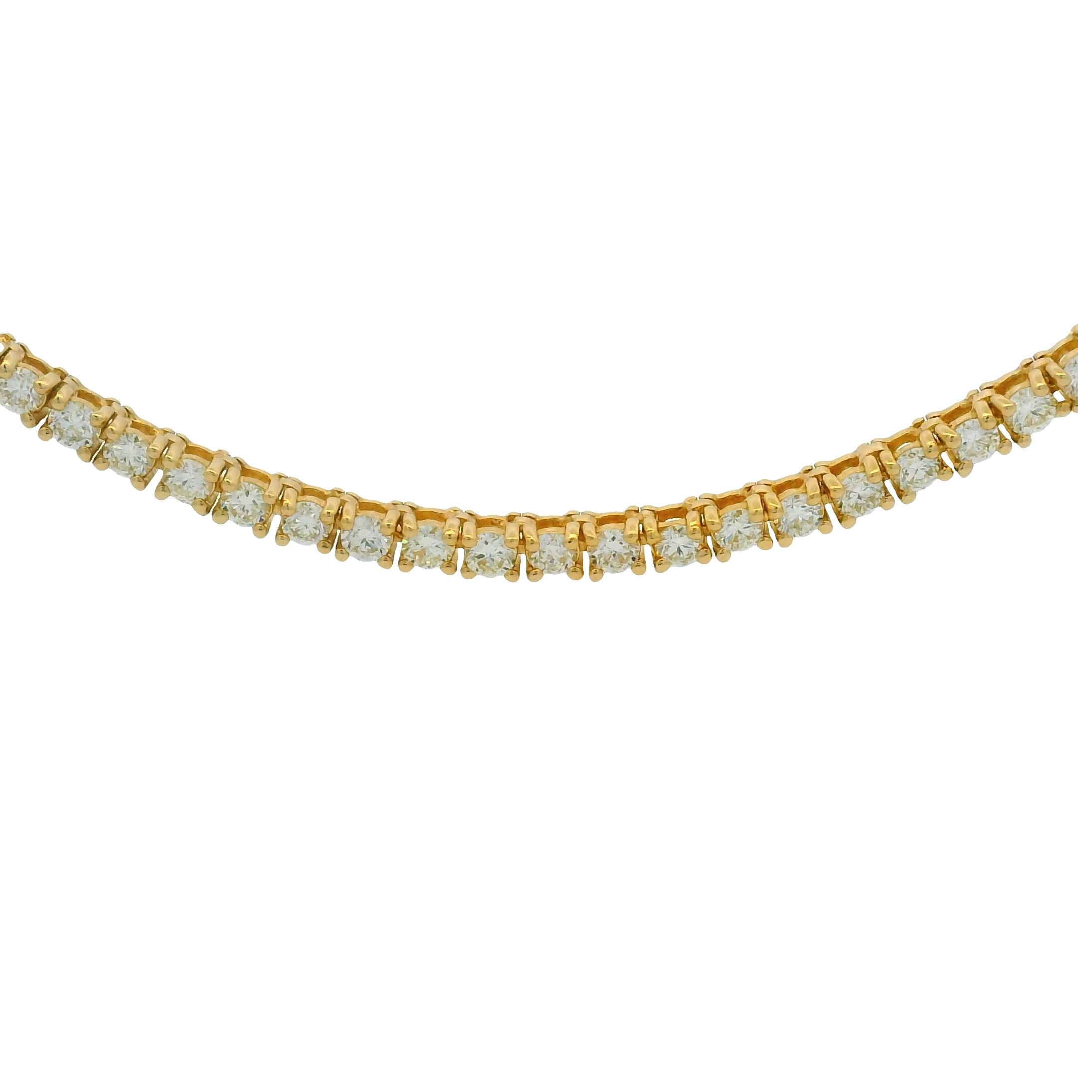 14k Yellow Gold Natural 6.30 Carat Round Brilliant Cut Diamond Tennis Necklace