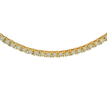 14k Yellow Gold Natural 6.30 Carat Round Brilliant Cut Diamond Tennis Necklace